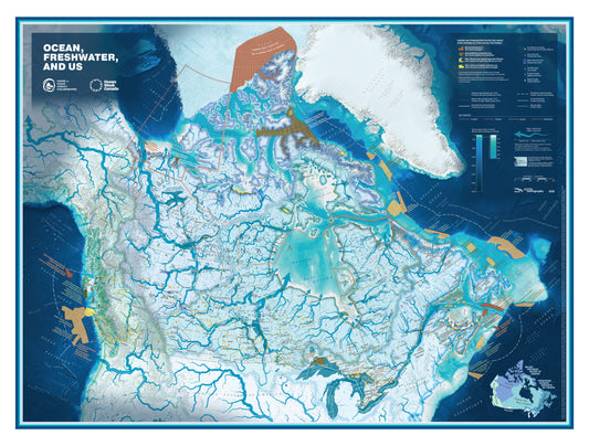 Ocean, Freshwater and Us Map Poster